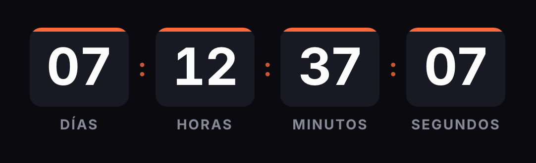 Vista previa de una cuenta atrás en GIF con días, horas, minutos y segundos
